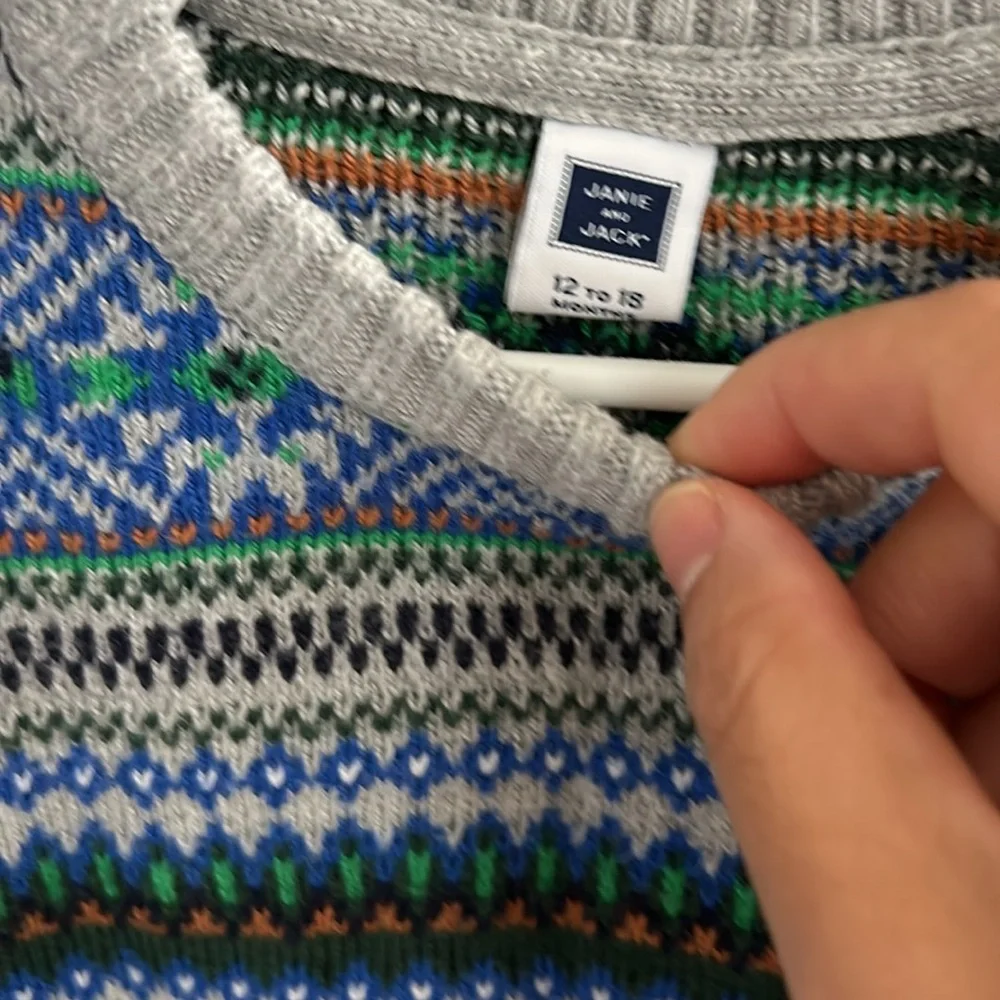 Janie and Jack Boy Fair Isle Crew Sweater. 12-18mo